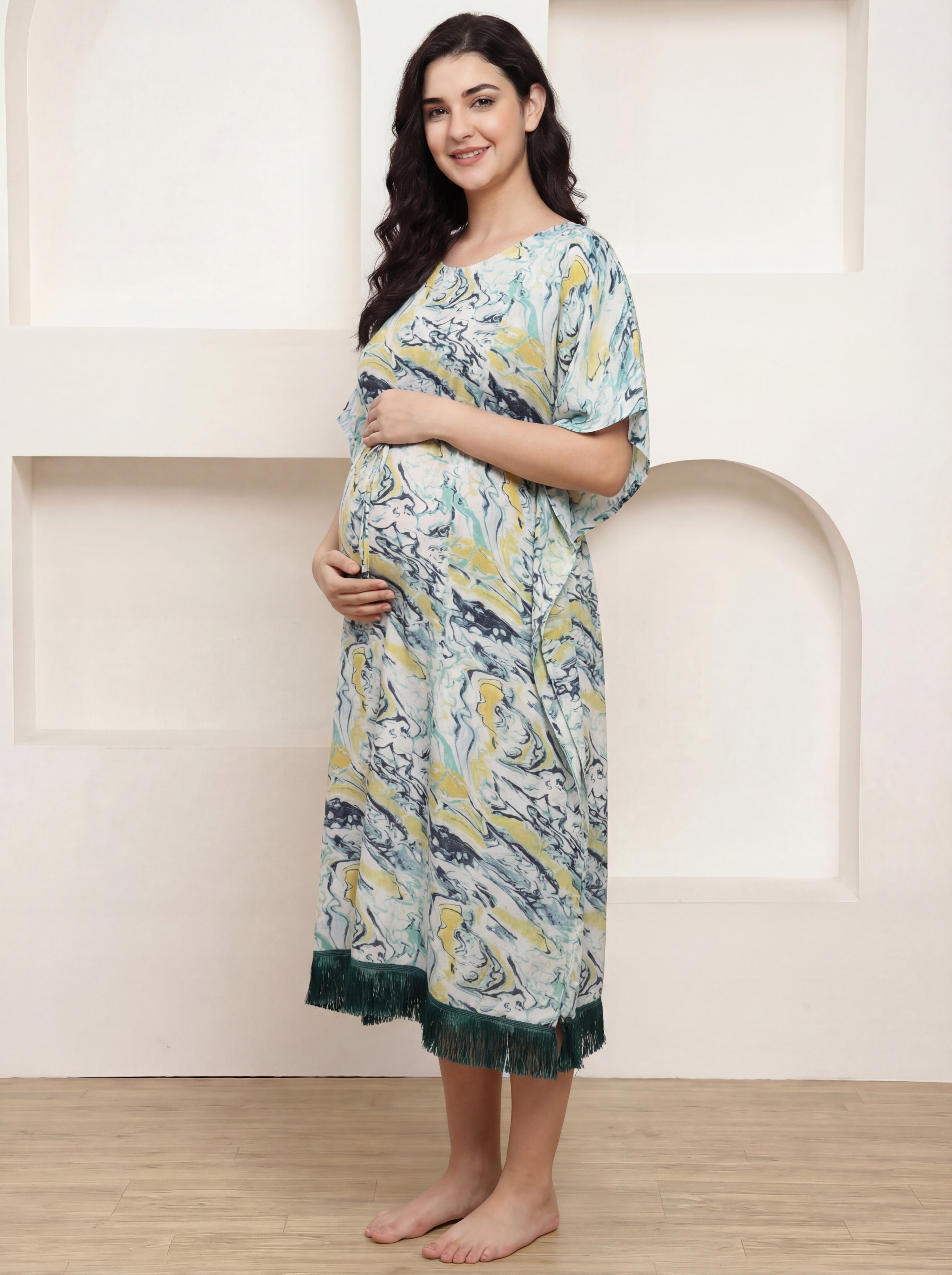 Blue Marble Rayon Maternity Kaftan