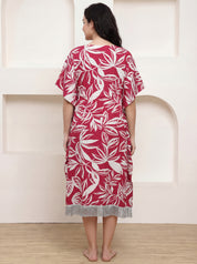 Pink Floral Rayon Maternity Kaftan