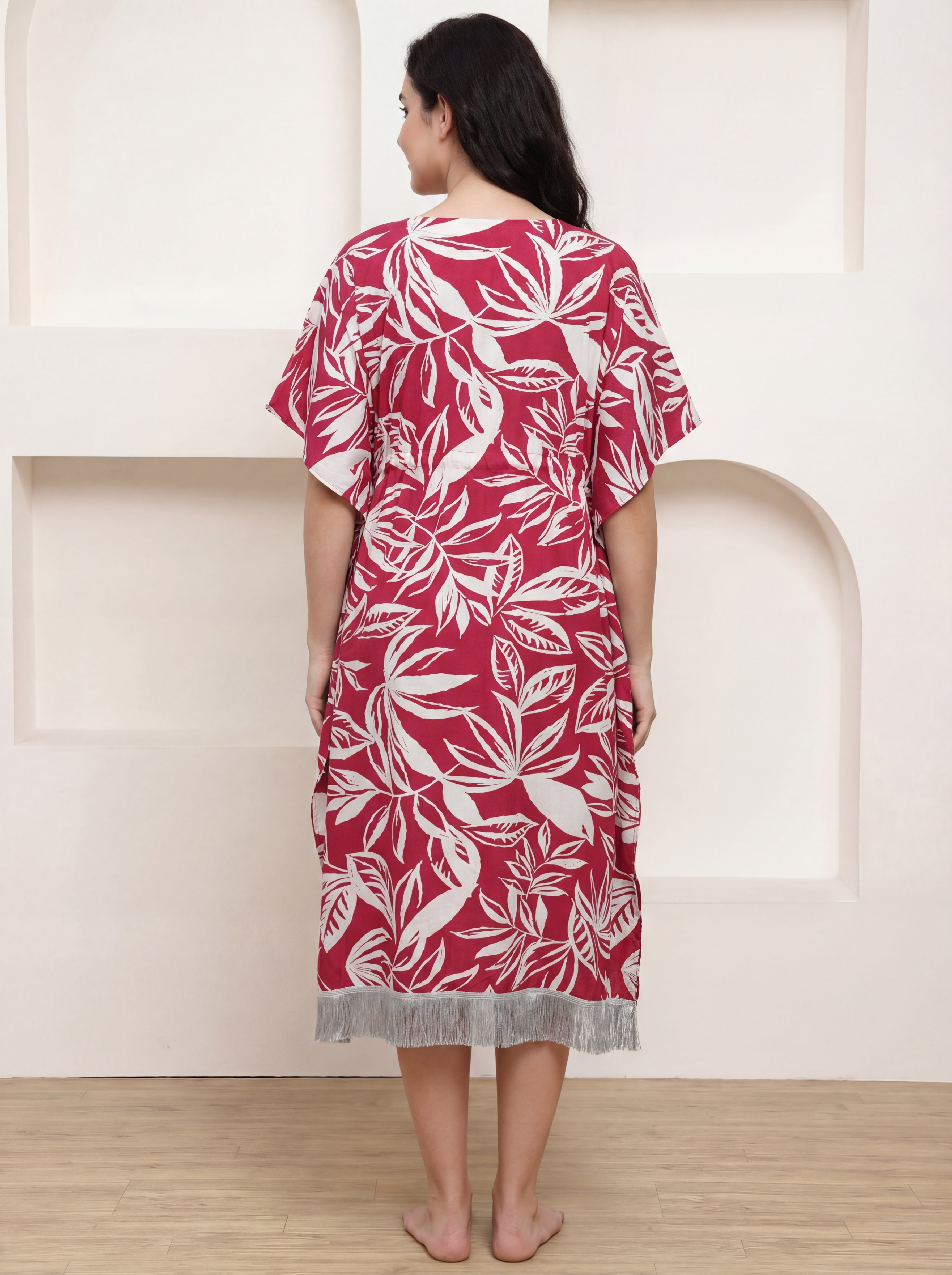 Pink Floral Rayon Maternity Kaftan