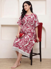 Pink Floral Rayon Maternity Kaftan
