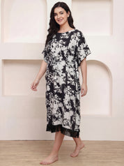 Black Floral Rayon Maternity Kaftan